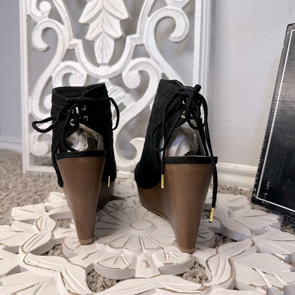 New Women Qupid Suede wedges Slitted Wooden Platform Sandal NEW IN BOX! - Picture 8 of 13